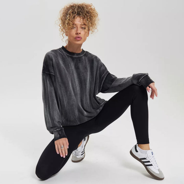 Damen Lässiger Oversized Pullover mit modischen Akzenten und strukturiertem Stoff Drune