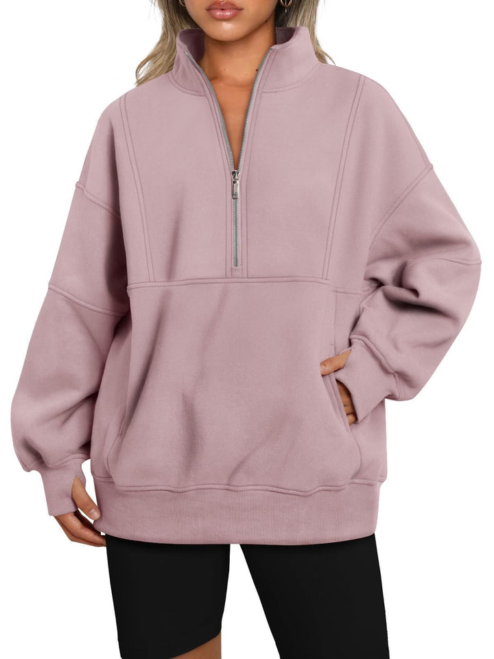 Damen Sportlicher Hoodie mit hohem Kragen und Reißverschluss Drune