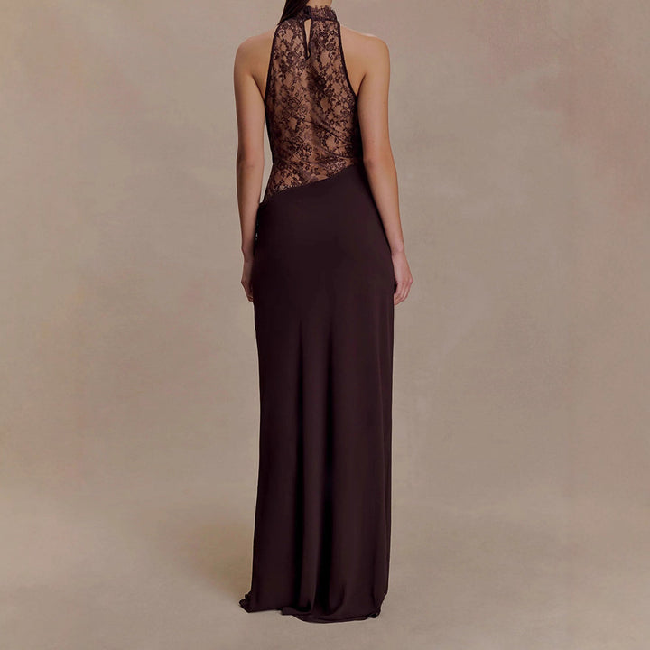 Damen Elegantes Bodenkonturen-Kleid mit exquisiter Spitzeneinlage Drune