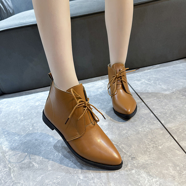 Damen elegante Stiefeletten mit spitzem Zehenbereich und hochwertigem Leder Drune