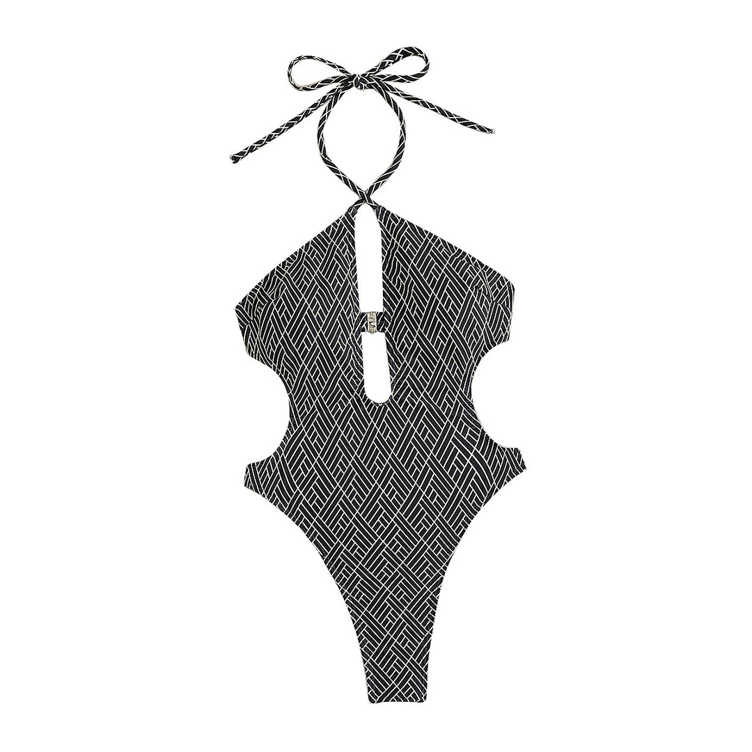 Damen Einteiler Badeanzug mit kreativem Cut-Out Drune