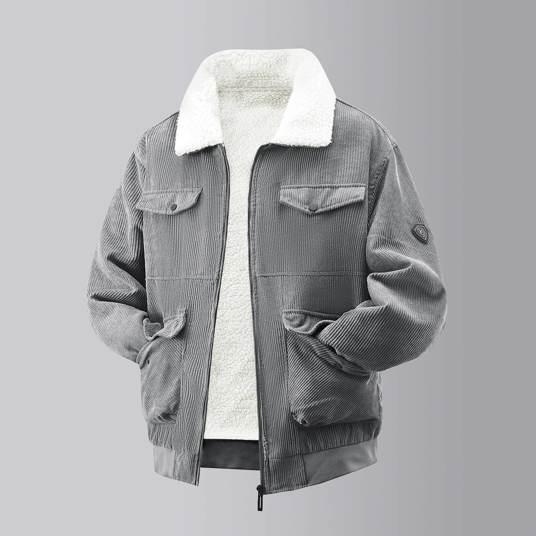 Herren kuschelige Teddy-Fleecejacke mit praktischen Brusttaschen und elastischen Bündchen Drune