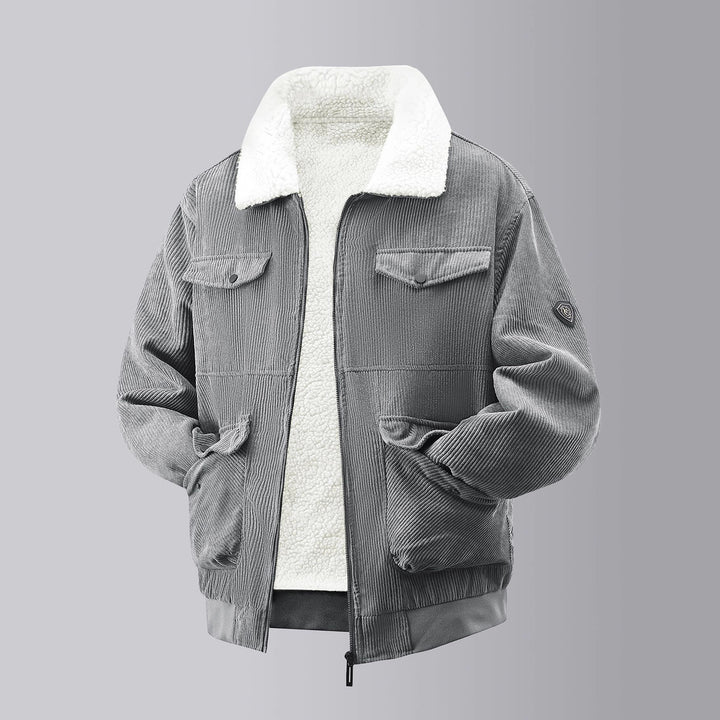 Herren kuschelige Teddy-Fleecejacke mit praktischen Brusttaschen und elastischen Bündchen Drune