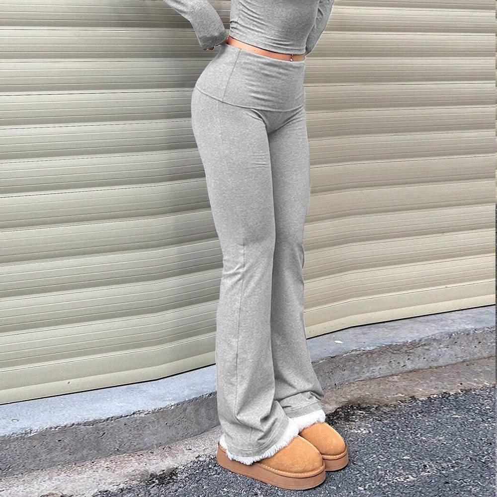 Damen Loungehose im eleganten Flared-Look mit weichem Futter Drune