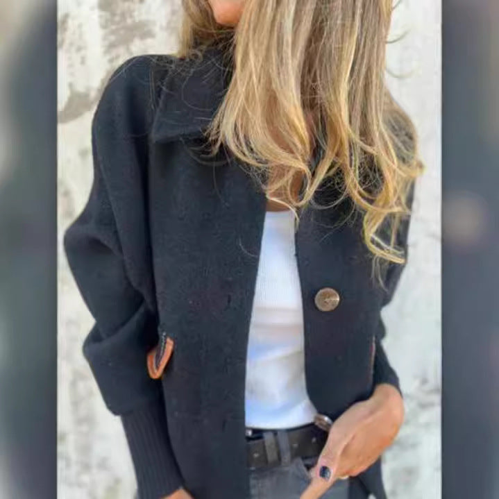 Damen gemütliche Cardigan-Jacke mit Knöpfen Drune