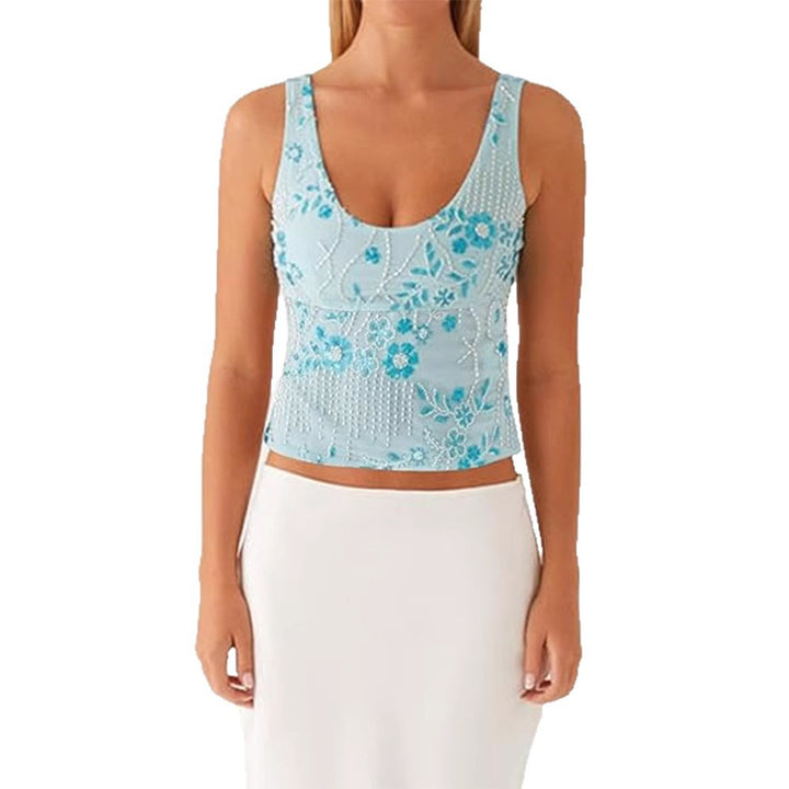 Damen Couture-Oberteil mit floralem Strassdesign und figurbetontem Schnitt Drune