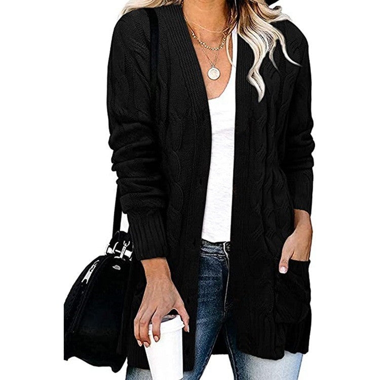 Damen Strickjacke im eleganten Kabelmuster mit offenen Taschen Drune