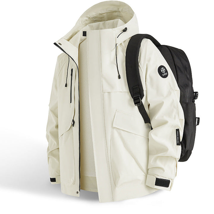 Herren technische Allwetterjacke mit praktischen Taschen und verstellbarem Kragen Drune