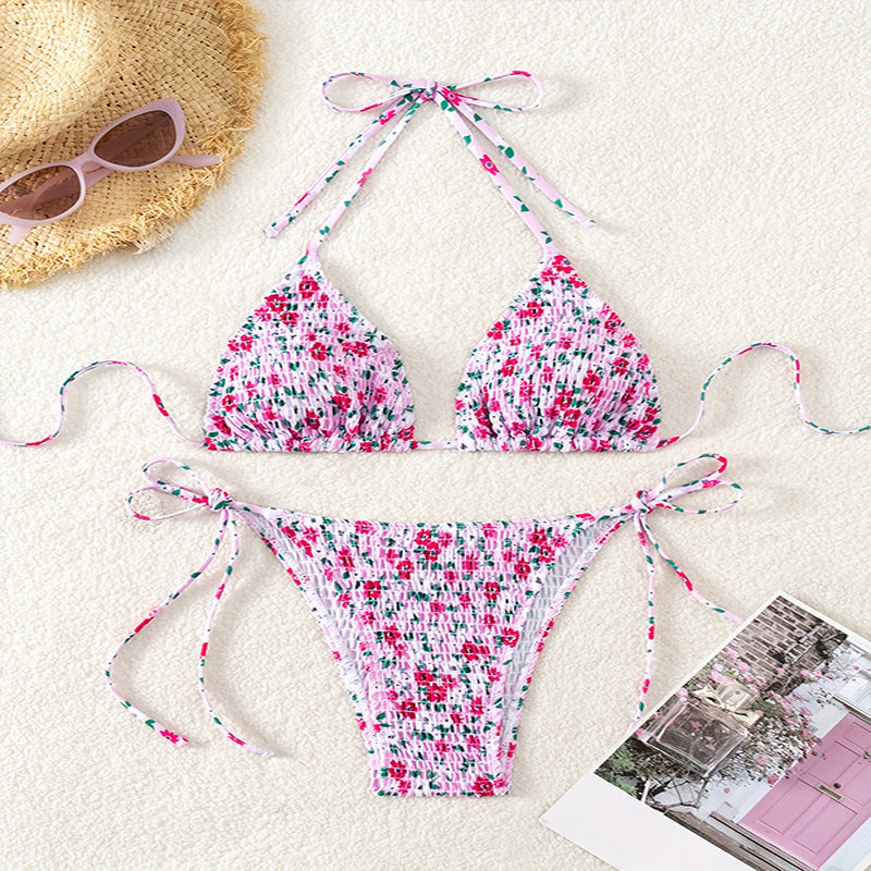 Damen Bunte Blumenmuster Bikini Drune