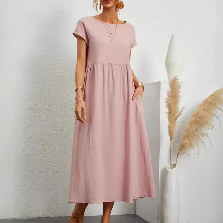 Damen lässiges Midikleid mit elegantem Schnitt und praktischen Taschen Drune