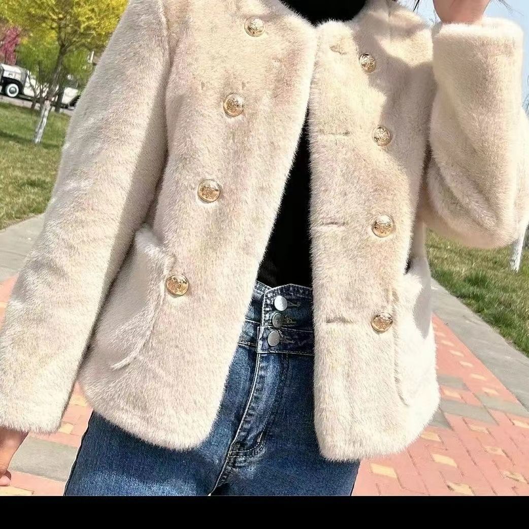 Damen Modische Softjacke mit eleganten Knöpfen Drune