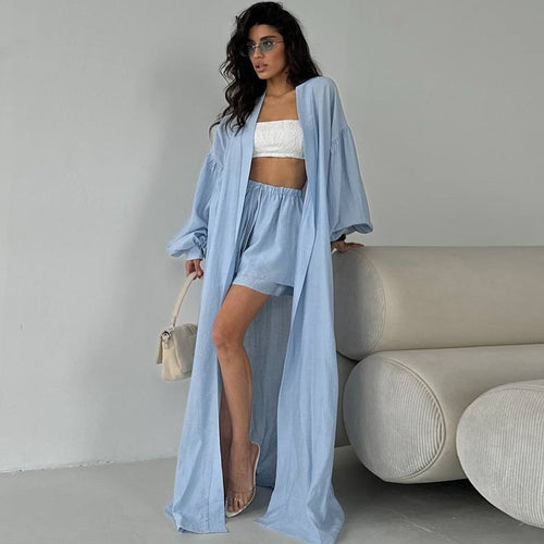 Damen elegantes und luftiges Kimono-Set Drune