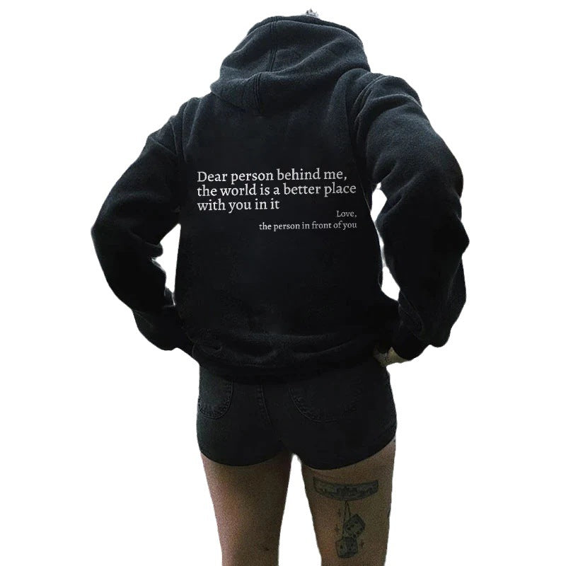 Damen Oversized Kapuzenpullover mit inspirierendem Schriftzug Drune