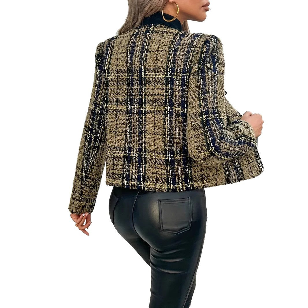 Damen Tweed-Blazerjacke mit goldenen Knöpfen Drune