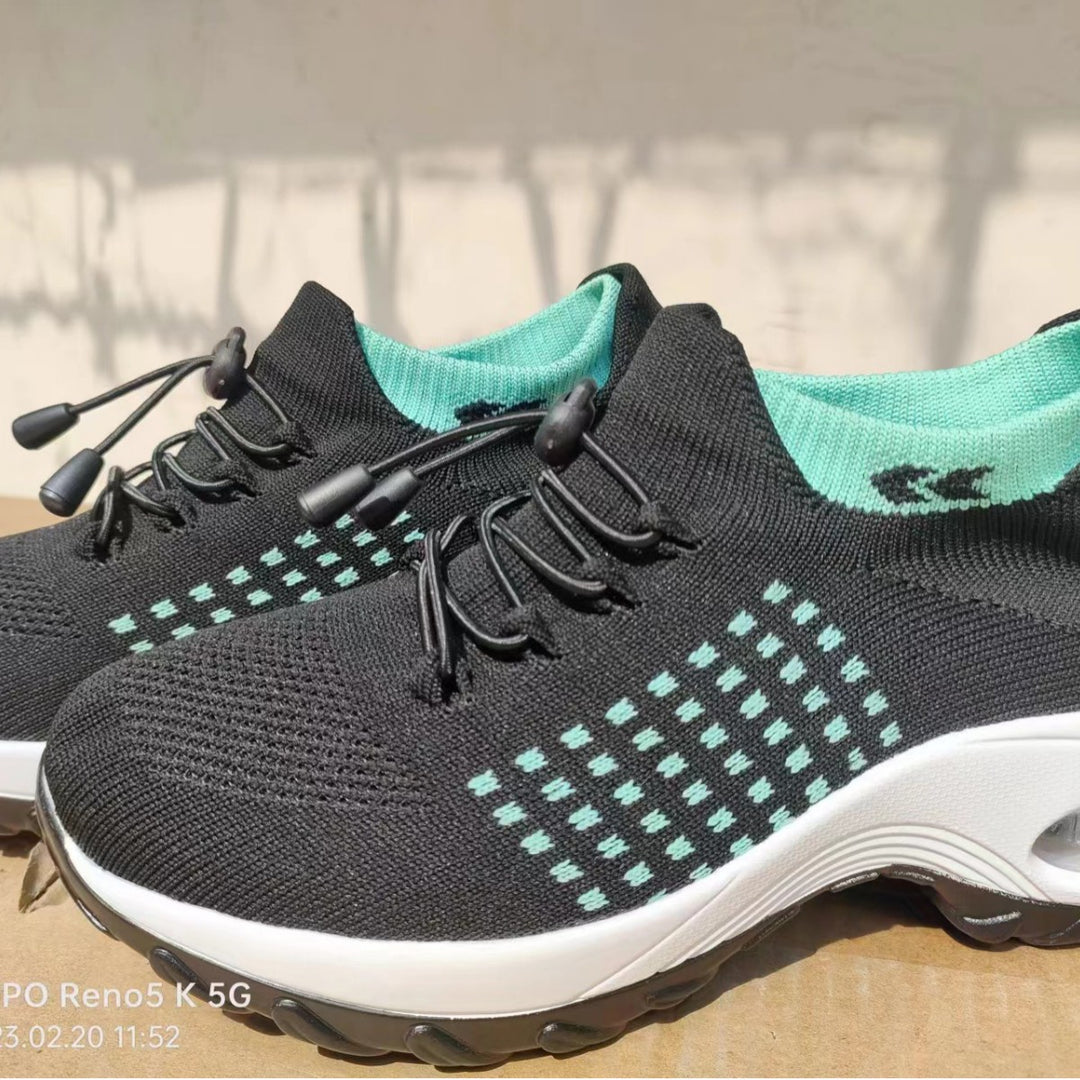 Damen nan leichte atmungsaktive Strick-Sneaker mit Luftkissen und hohem Sockenkragen Drune