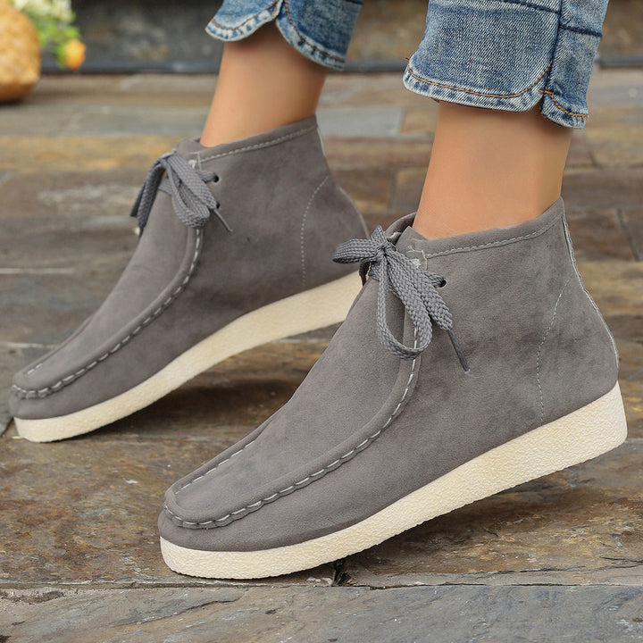 Damen  knöchelhohe Schnürboots mit Mokassinnaht, weicher Innensohle und crepe Sohle Drune