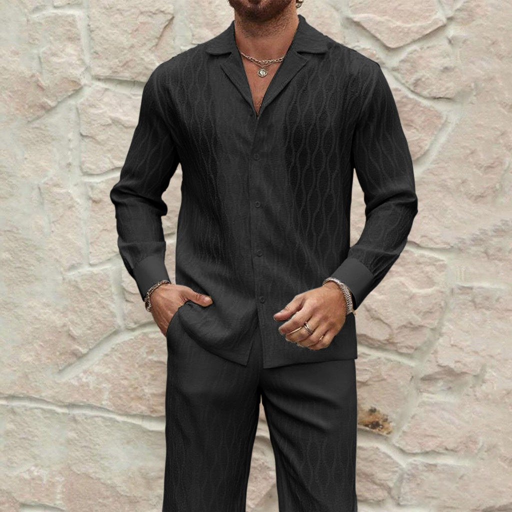 Herren eleganter Set mit feinem Strukturmuster und komfortablem Schnitt Drune