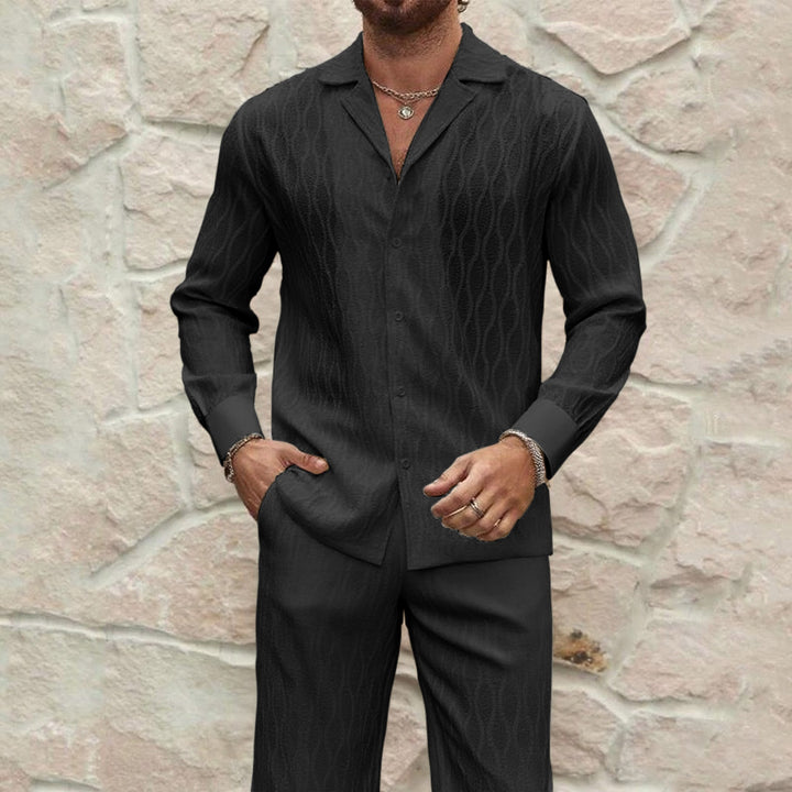 Herren eleganter Set mit feinem Strukturmuster und komfortablem Schnitt Drune