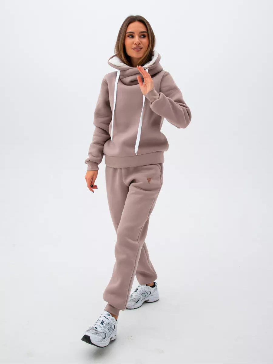 Damen modischer volumetrischer Hoodie mit passender Jogginghose Drune