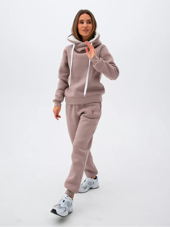 Damen modischer volumetrischer Hoodie mit passender Jogginghose Drune