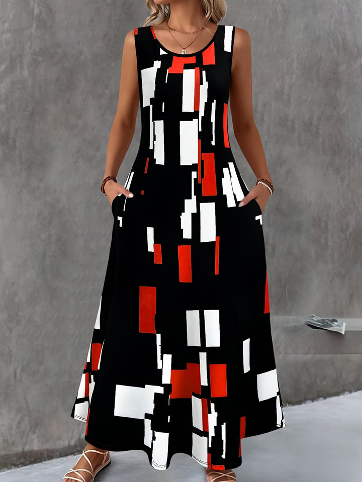Damen Maxikleid mit buntem Grafikdesign Drune