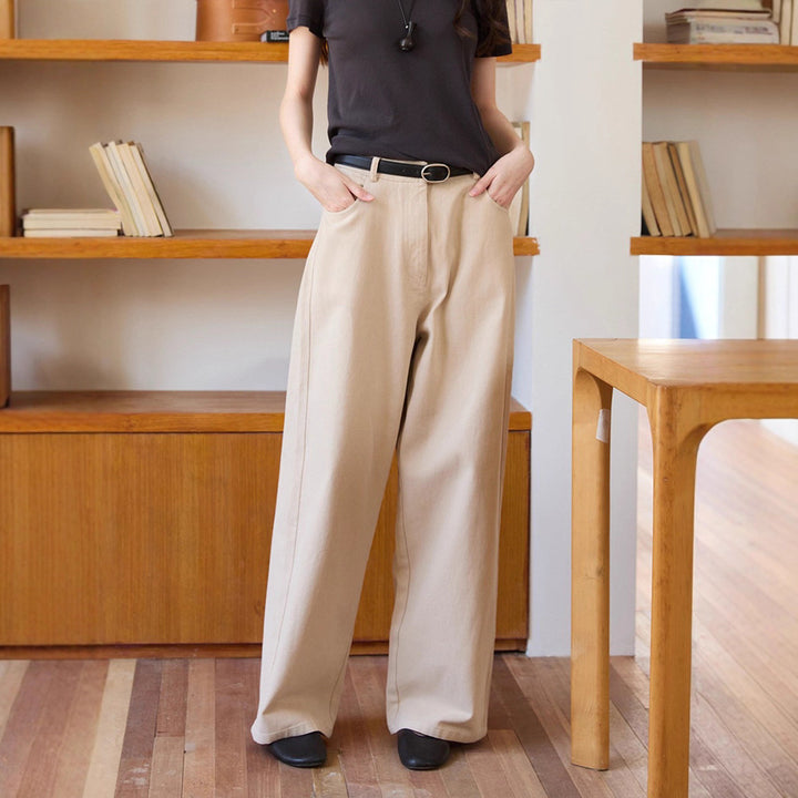 Damen weite Hochbundhose aus hochwertigem Baumwollmix Drune