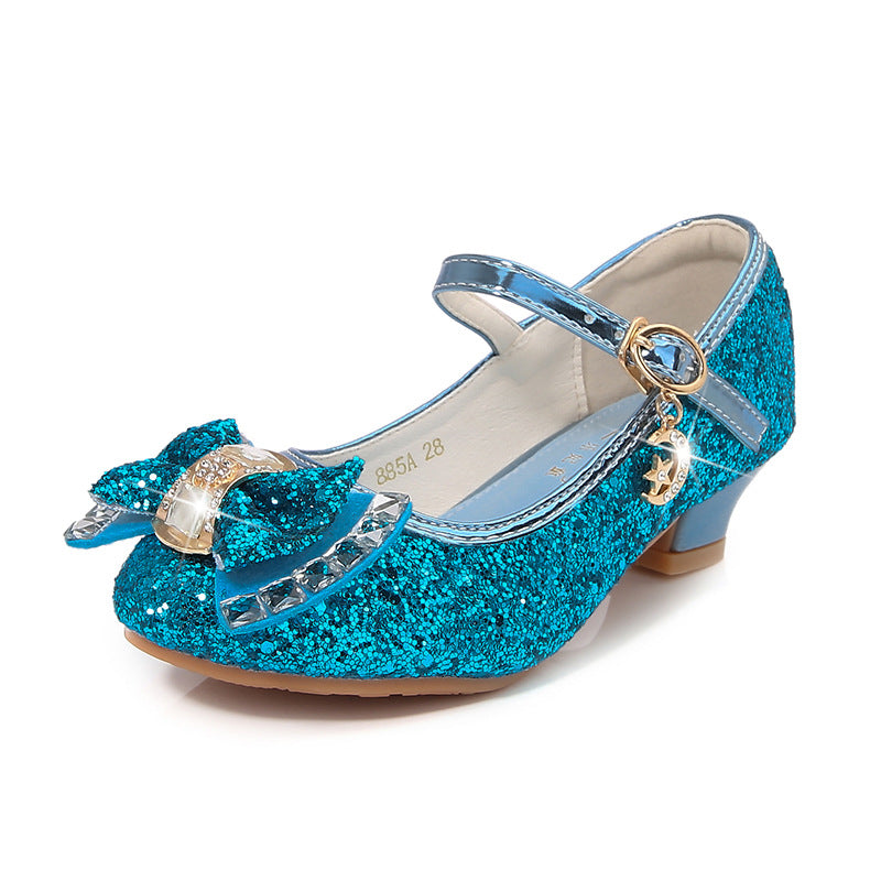 Mädchen Elegante Glitzer Ballerinas mit dekorativer Schleifen- und Strassapplikation Drune