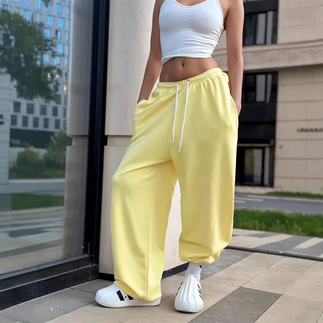 Damen lässige Sweatpants mit hohem Bund und praktischen Taschen Drune