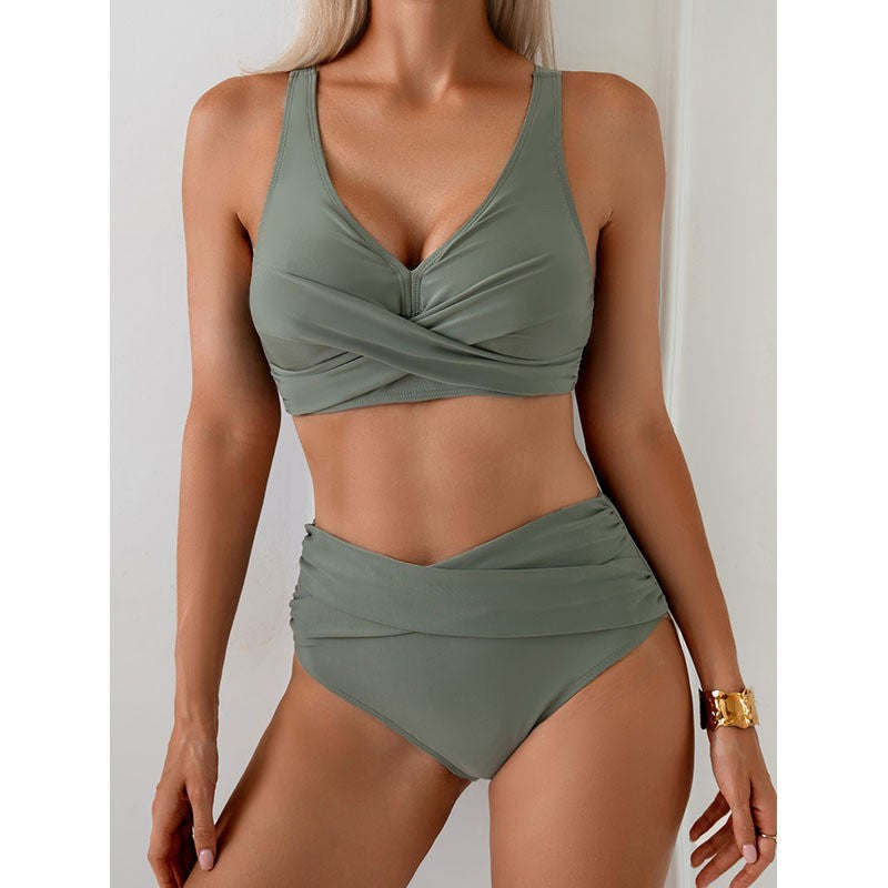 Damen Hochtailliertes Bikini-Set mit raffiniertem Wickeldesign Drune