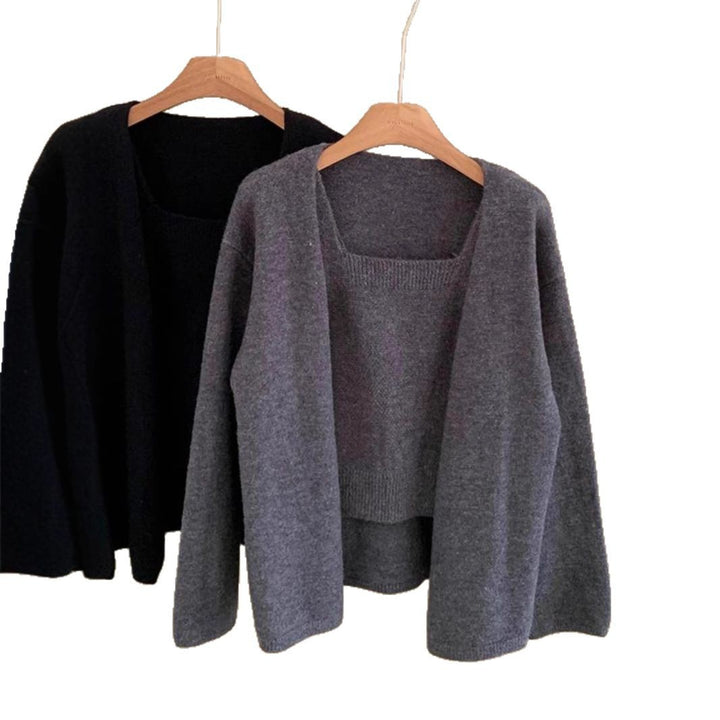 Damen lässiger Strickcardigan mit offenen Ärmeln und bequemer Passform Drune