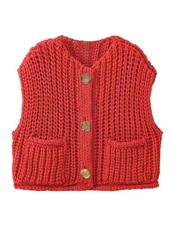 Damen Strickweste mit Knopfdetails und praktischen Taschen Drune