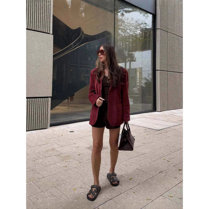 Damen modische Blazerjacke aus hochwertigem Stoff Drune