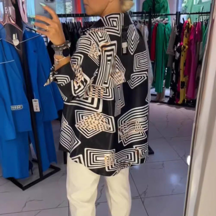 Damen Tunika mit modernem geometrischem Muster und elegantem Schnitt Drune