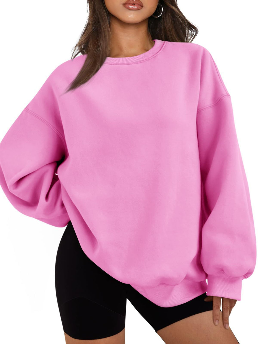 Damen nan Boxy-Crewneck-Sweat mit extraweiter Passform, Raglanärmeln und weichem Fleece-Innenfutter Drune
