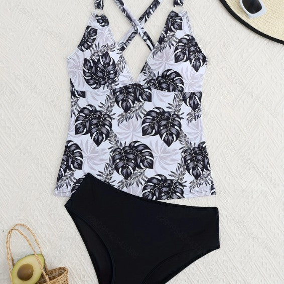 Damen Tankini-Set mit floralem Oberteil und klassischer Bikini-Hose Drune