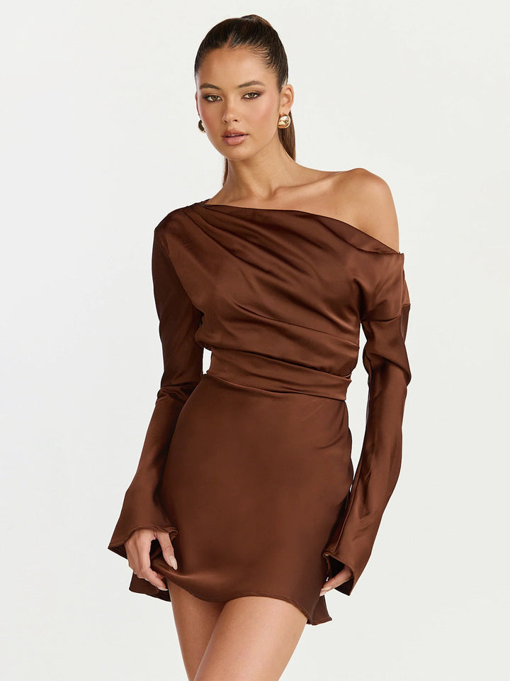 Damen Cocktailkleid mit asymmetrischem Design und elegantem Off-Shoulder-Ausschnitt Drune