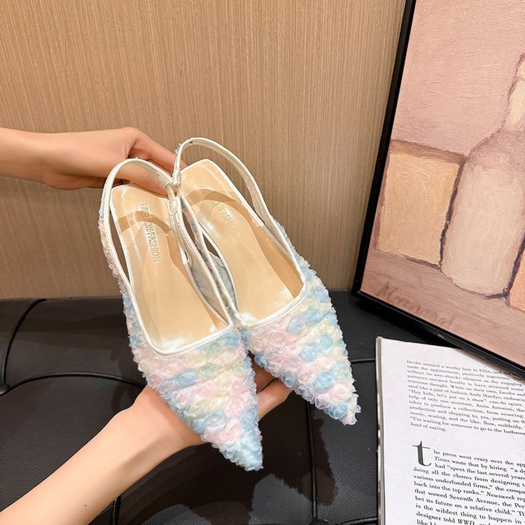 Damen Elegante Slingpumps mit floralem Design und schimmernder Oberfläche Drune
