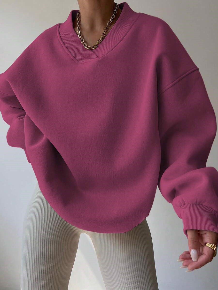 Damen Oversized Sweatshirt mit V-Ausschnitt Drune