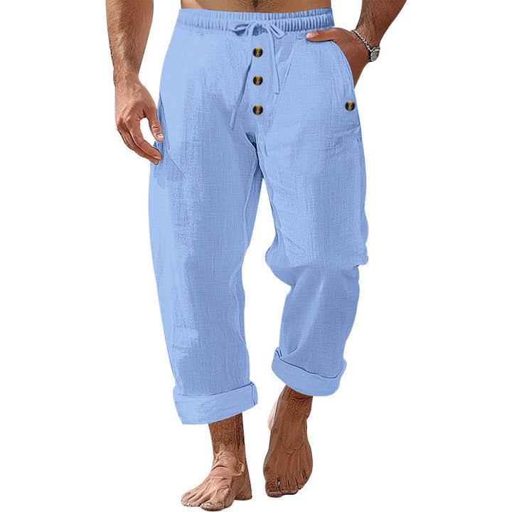 Herren lockere Strandhose mit verstellbarem Kordelzug und praktischen Seitentaschen Drune