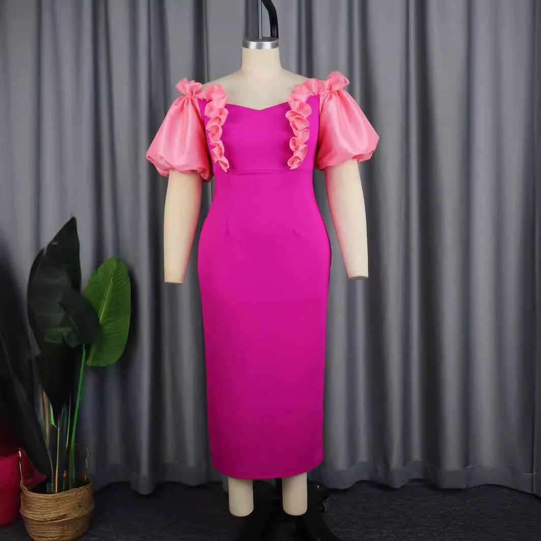 Damen Langkleid mit voluminösen Rüschensäumen Drune