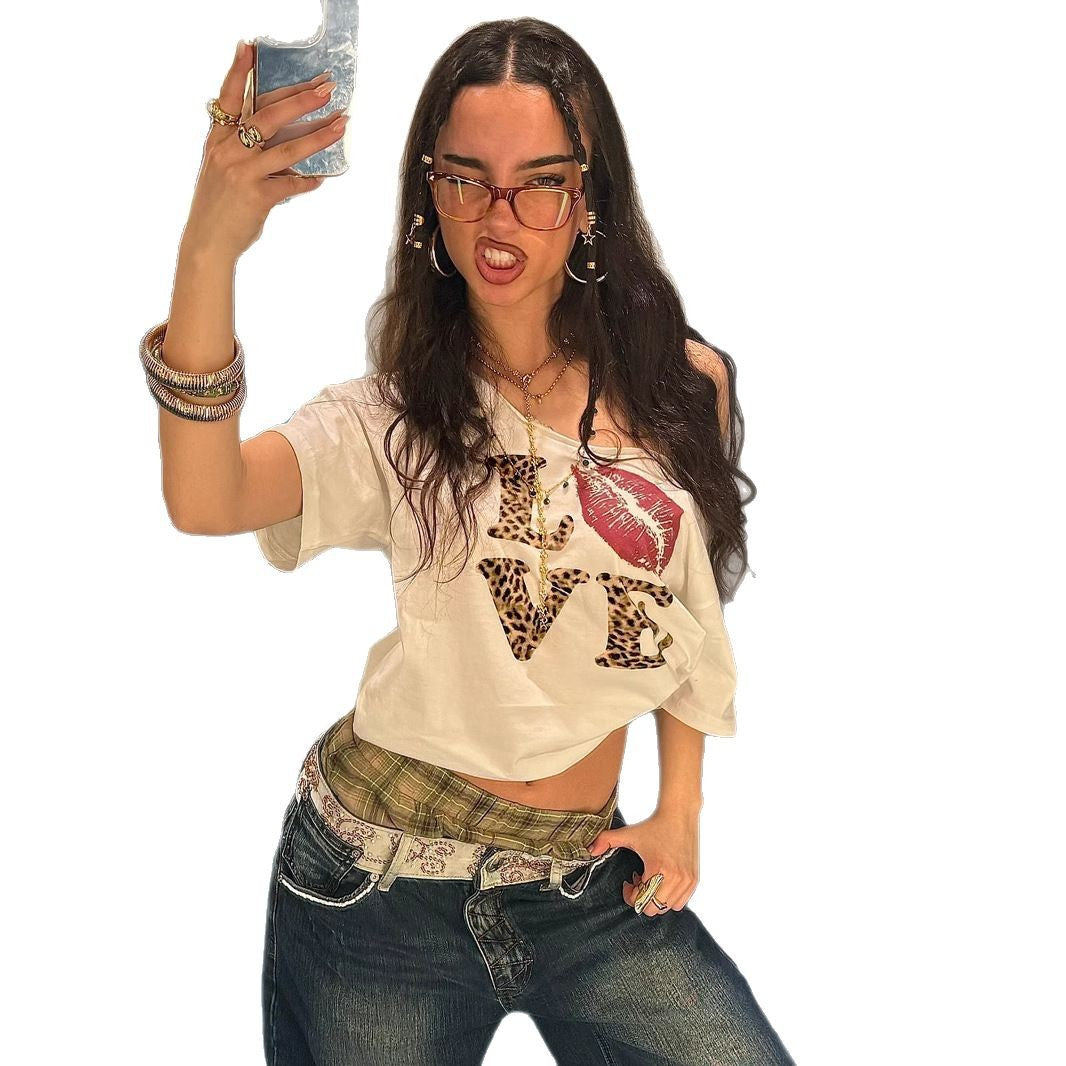 Damen Modisches T-Shirt mit kreativem Grafikdruck Drune
