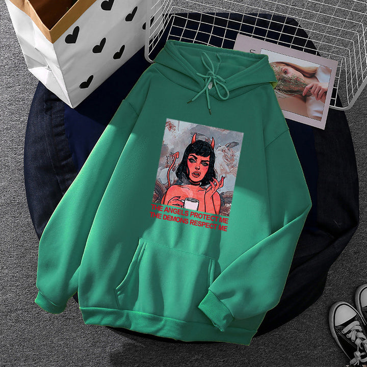 Damen Hoodie mit kreativem Grafikdruck Drune