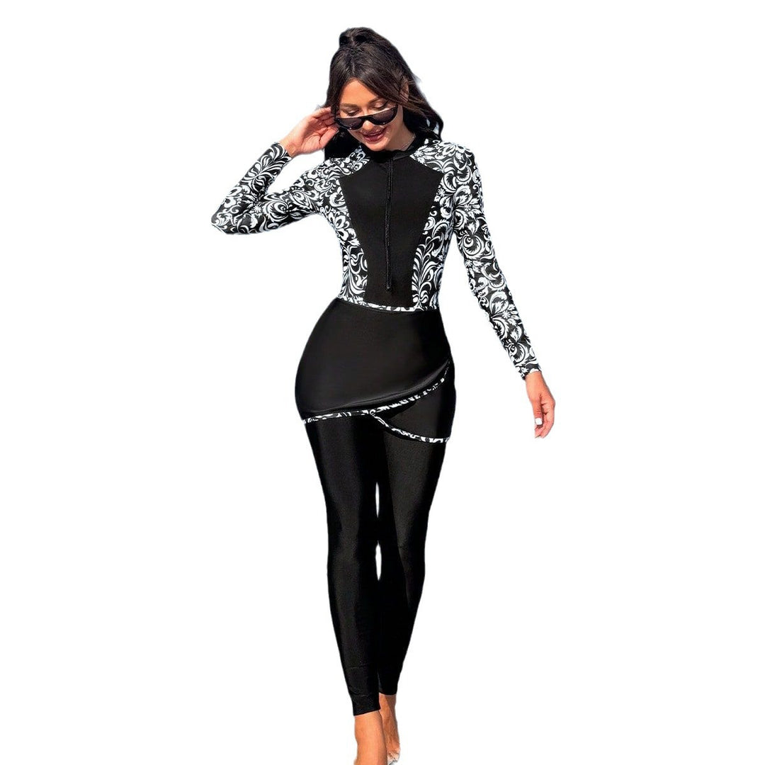 Damen modischer UV-Schutz-Strandanzug mit eleganten Rüschendetails Drune