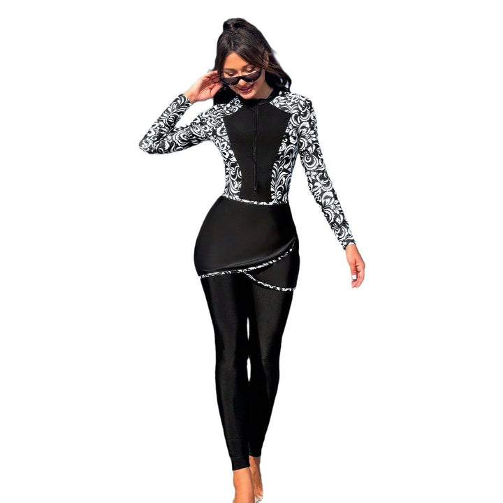 Damen modischer UV-Schutz-Strandanzug mit eleganten Rüschendetails Drune