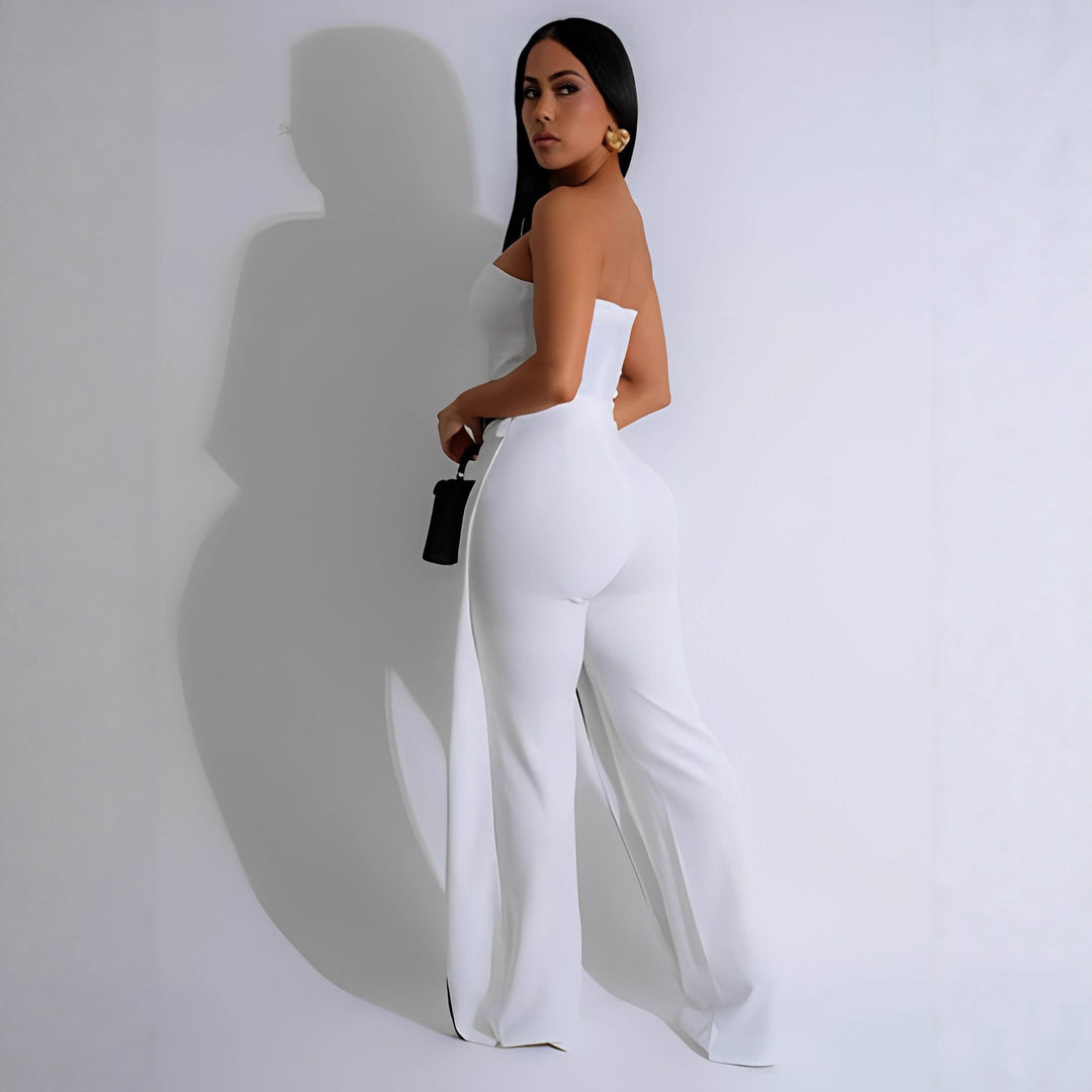 Damen-Jumpsuit mit elegantem Bustier-Oberteil und kontrastierenden Saumakzenten Drune