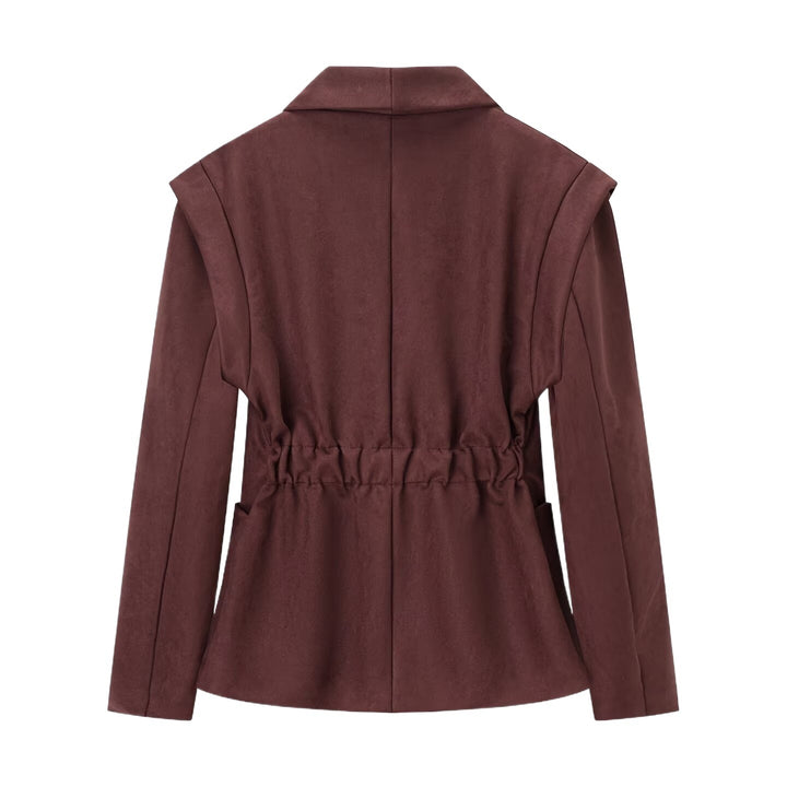 Damen elegante Blazerjacke mit schickem Kragen Drune