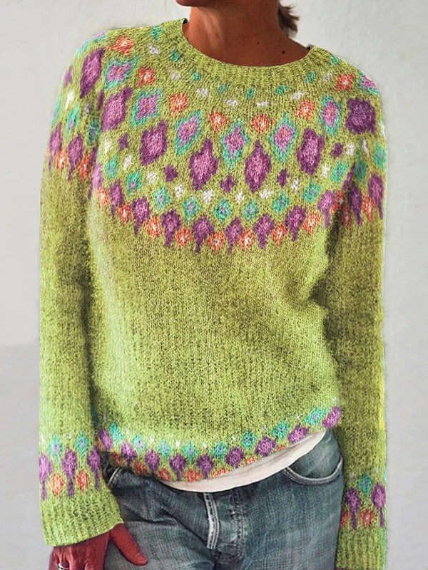 Damen Strickpullover mit lebhaftem Muster und komfortablem Schnitt Drune
