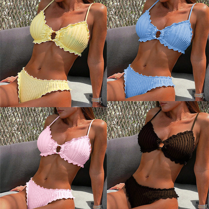 Damen Rüschen-Bikini-Set mit elegantem Ausschnitt Drune