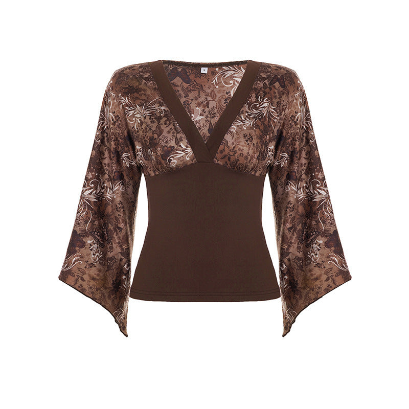 Damen Langarmbluse mit voluminösen Ärmeln und floralem Print Drune
