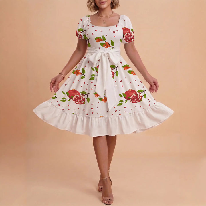 Damen Kleid mit tailliertem Schnitt und verspieltem Blumenmuster Drune